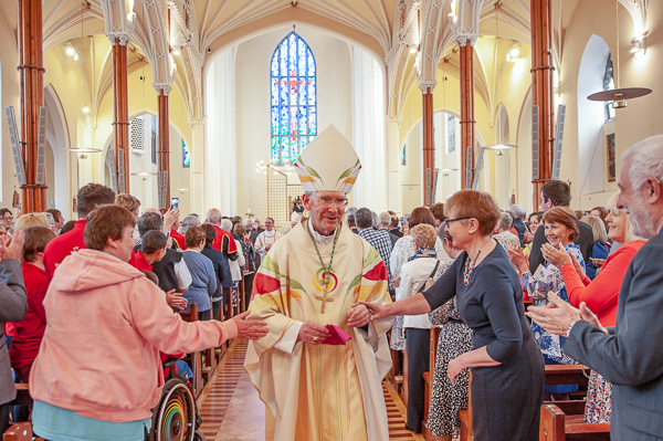 At the Episcopal Ordination of Fr. Fintan Gavin as Bishop of the Diocese of Cork & Ross at the Cathedral of St. Mary and St. Anne in Cork. Bishop John Buckley, now retiring, being greeted by guests as he exits the cathedral after the ordination. Pic: Brian Lougheed At the Episcopal Ordination of Fr. Fintan Gavin as Bishop of the Diocese of Cork & Ross at the Cathedral of St. Mary and St. Anne in Cork. Bishop John Buckley, now retiring, being greeted by guests as he exits the cathedral after the ordination. Pic: Brian Lougheed